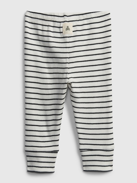 2 of 8 showing, with the color ivory frost of product Baby 100% Organic Cotton Stripe Pull-On Pants