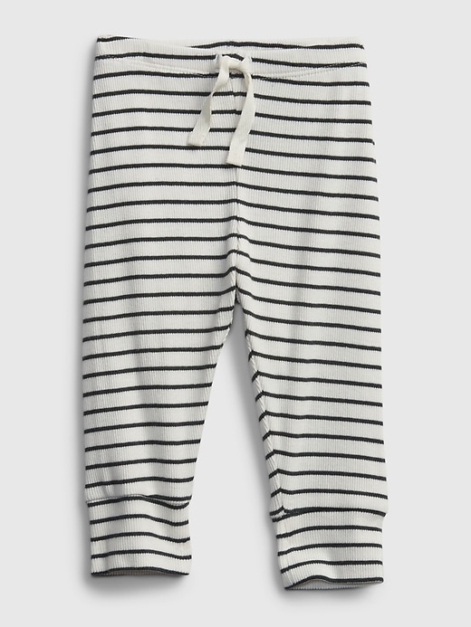 1 of 8 showing, with the color ivory frost of product Baby 100% Organic Cotton Stripe Pull-On Pants