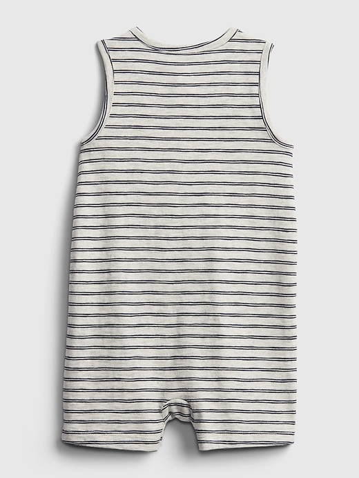 Image number 2 showing, Baby 100% Organic Cotton First Favorite Stripe Shorty One-Piece