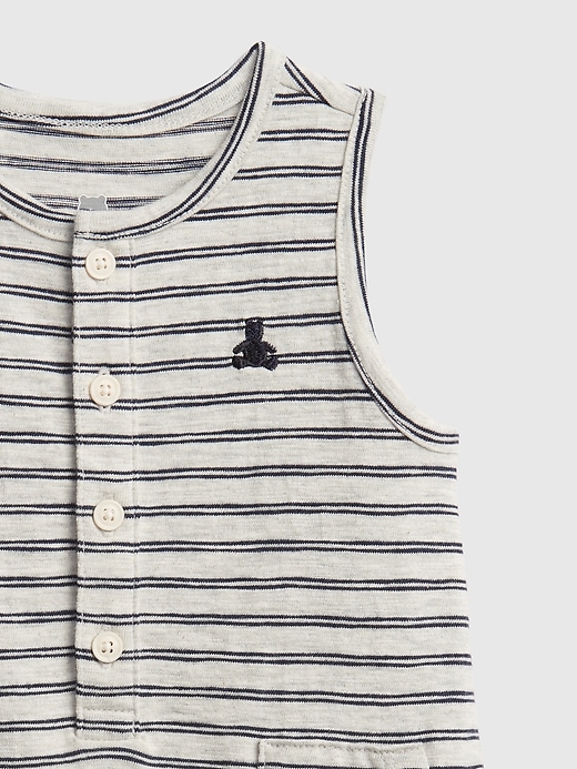 Image number 3 showing, Baby 100% Organic Cotton First Favorite Stripe Shorty One-Piece
