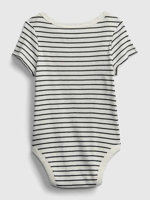 2 of 8 showing, with the color ivory frost of product Baby 100% Organic Cotton Stripe Bodysuit