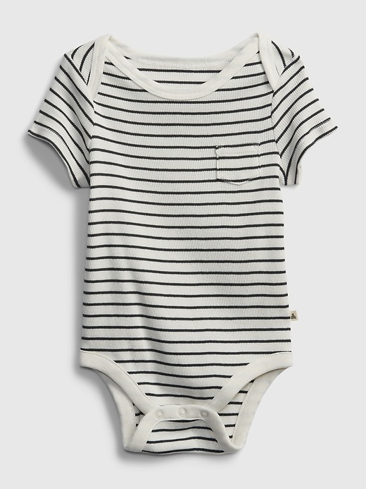 Image number 1 showing, Baby 100% Organic Cotton Stripe Bodysuit