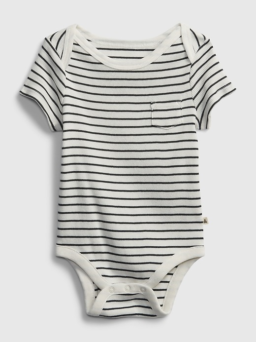 1 of 8 showing, with the color ivory frost of product Baby 100% Organic Cotton Stripe Bodysuit
