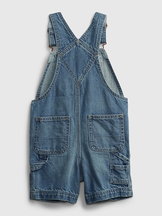 2 of 8 showing, with the color medium wash of product Toddler Denim Shortalls with Washwell™