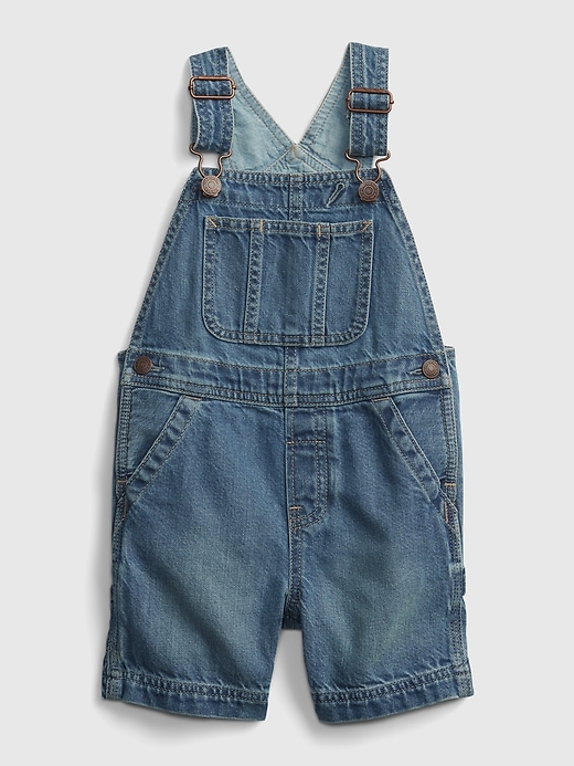 Image number 1 showing, Toddler Denim Shortalls with Washwell&#153