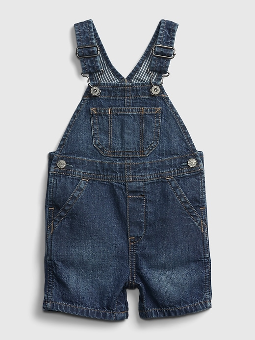 1 of 8 showing, with the color medium wash of product Baby Denim Shortalls
