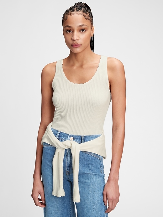 1 of 8 showing, with the color milk white of product Ribbed Cami