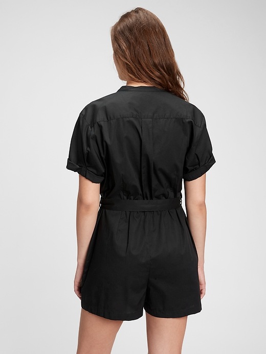 2 of 8 showing, with the color true black of product Rolled Cuff Romper