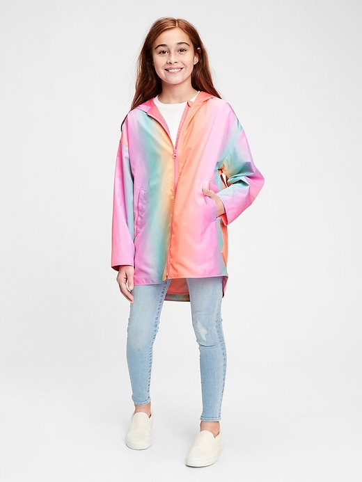 Image number 2 showing, Kids Ombre Rainbow Rain Jacket