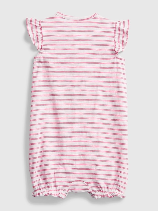2 of 8 showing, with the color white of product Baby 100% Organic Cotton First Favorite Ruffle Shorty One-Piece