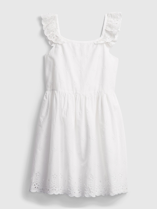 1 of 8 showing, with the color white of product Kids Eyelet Dress