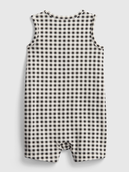 Image number 2 showing, Baby 100% Organic Cotton Gingham Print Shorty One-Piece