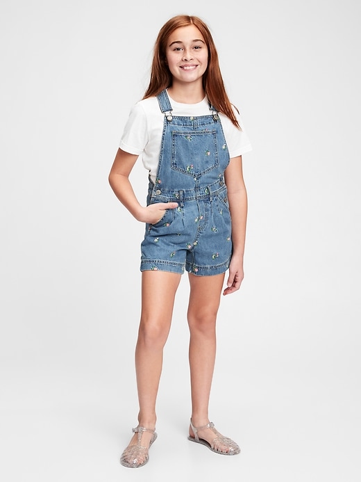 2 of 8 showing, with the color tiny floral of product Kids Floral Shortalls