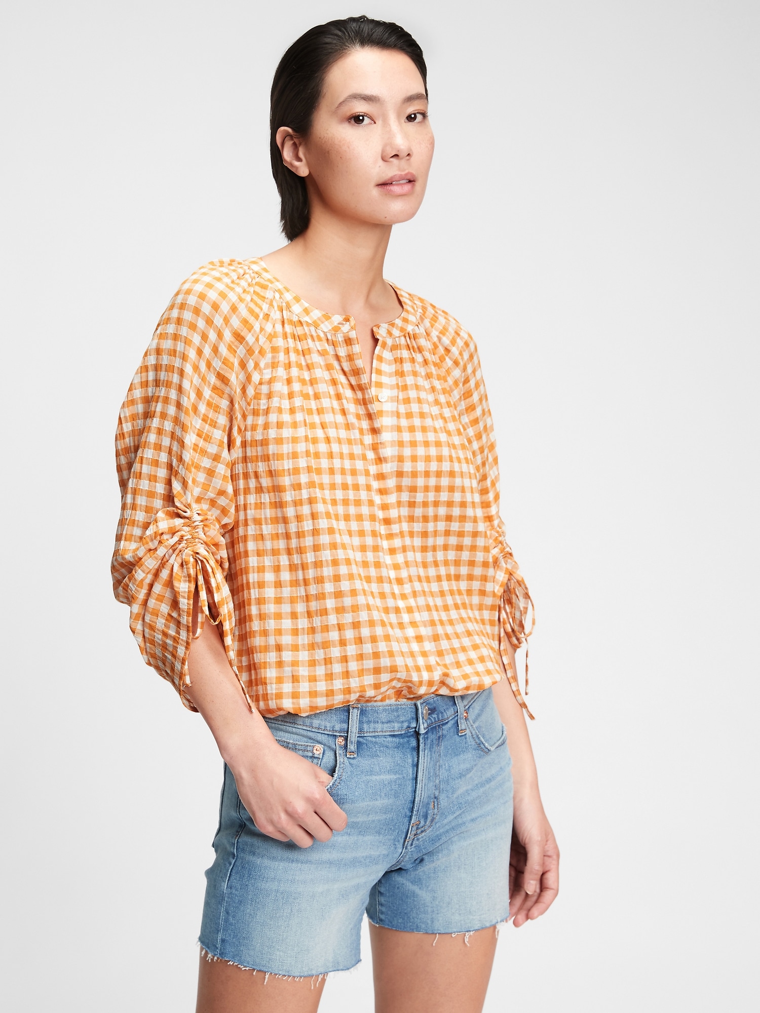 ruched sleeve top