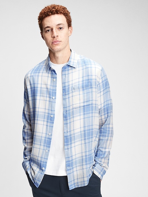 1 of 8 showing, with the color blue plaid of product Original Soft Flannel Shirt