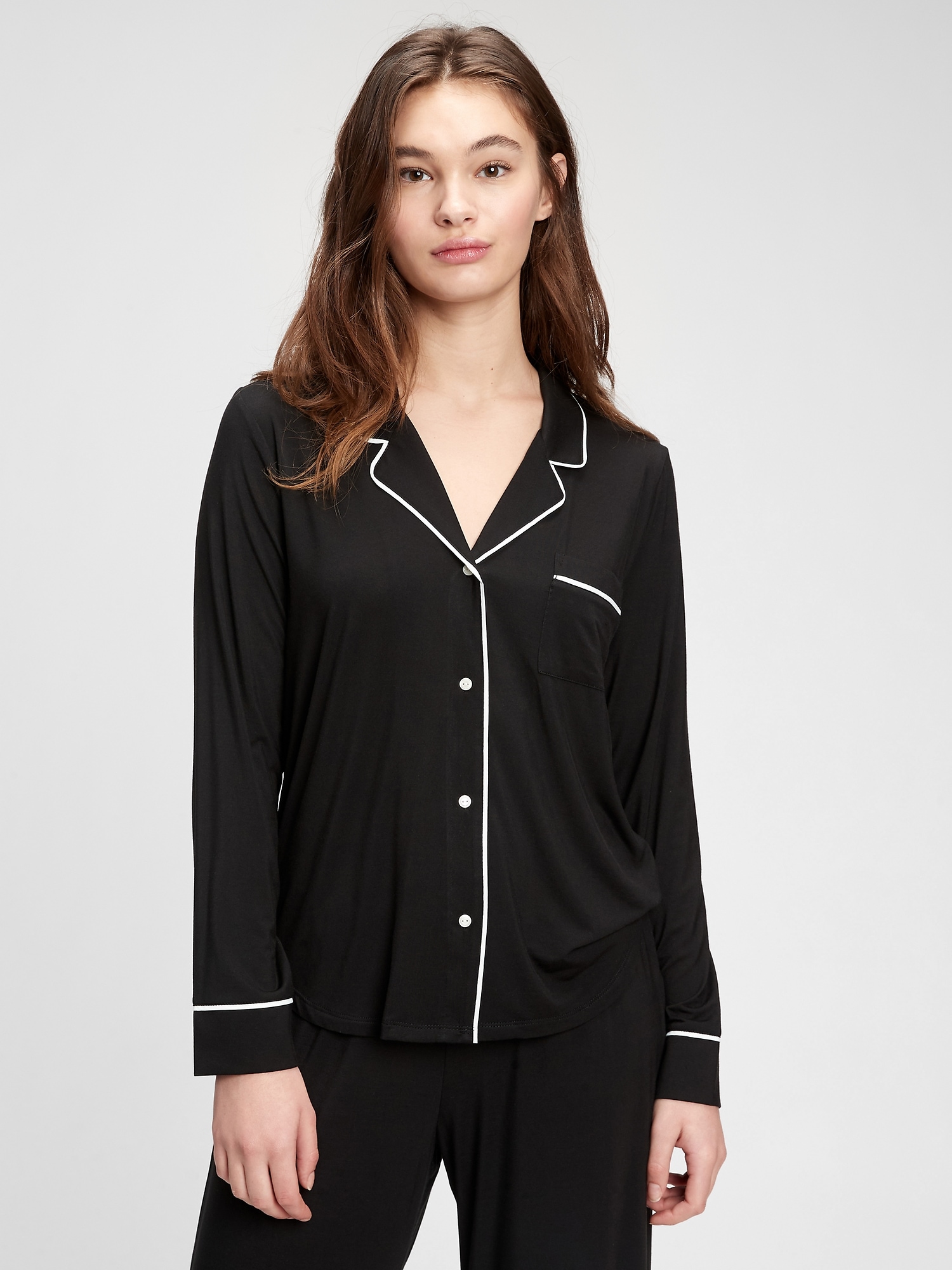 Gap Lenzing3 Tencel3 Modal Pajama Shirt In Black