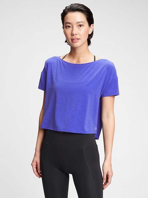 1 of 8 showing, with the color royal blue gem of product GapFit Breathe Cropped T-Shirt