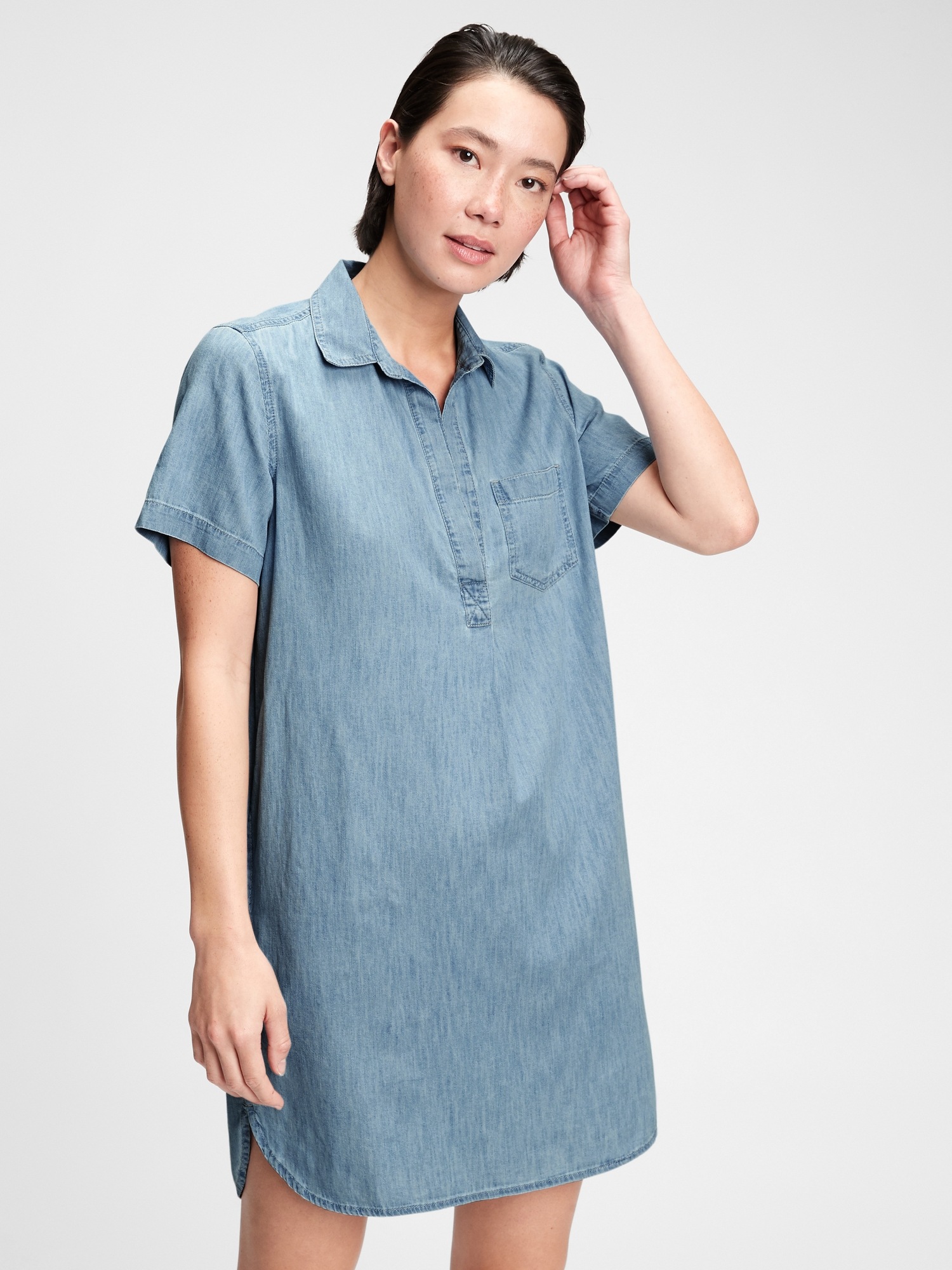 denim popover dress