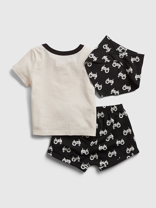 2 of 8 showing, with the color black of product Baby 100% Organic Cotton Truck Outfit Set