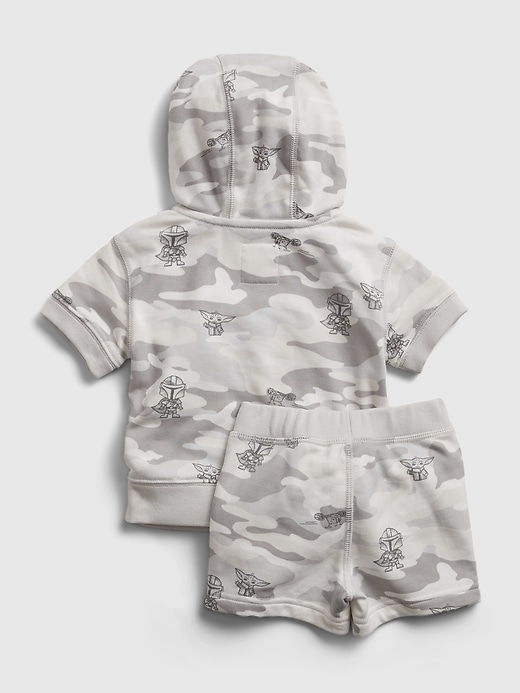 2 of 8 showing, with the color grey camo of product babyGap &#124 Star Wars™ The Mandalorian Hoodie Set
