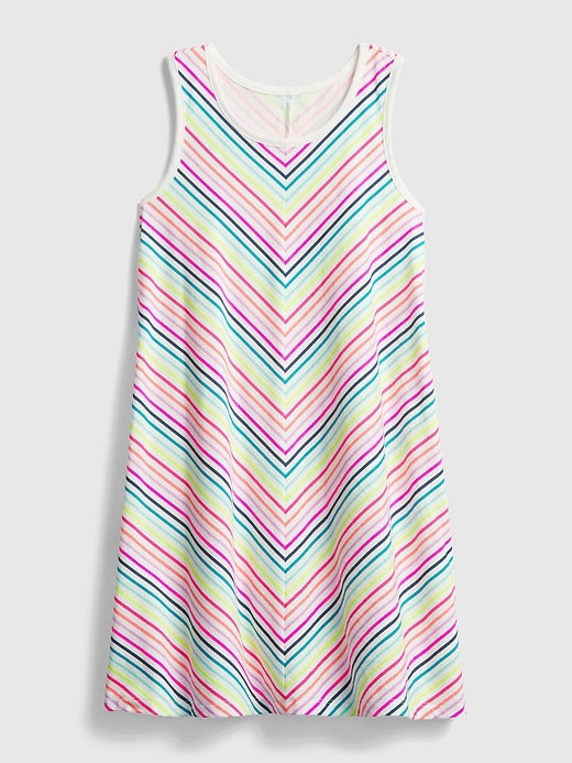 Image number 1 showing, Kids Rainbow Stripe Trapeze Dress