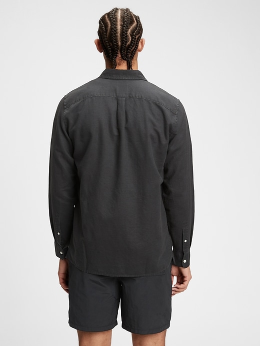 2 of 8 showing, with the color black moonless night of product Linen-Cotton Shirt