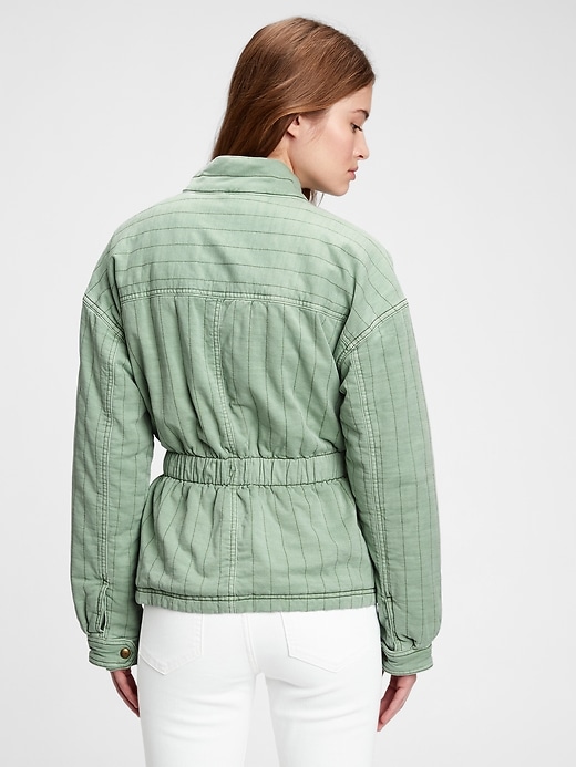 2 of 8 showing, with the color green dollar of product Quilted Utility Belted Jacket