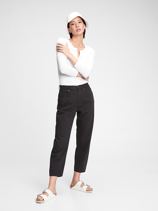 1 of 8 showing, with the color washed black of product High Rise Barrel Jeans with Washwell