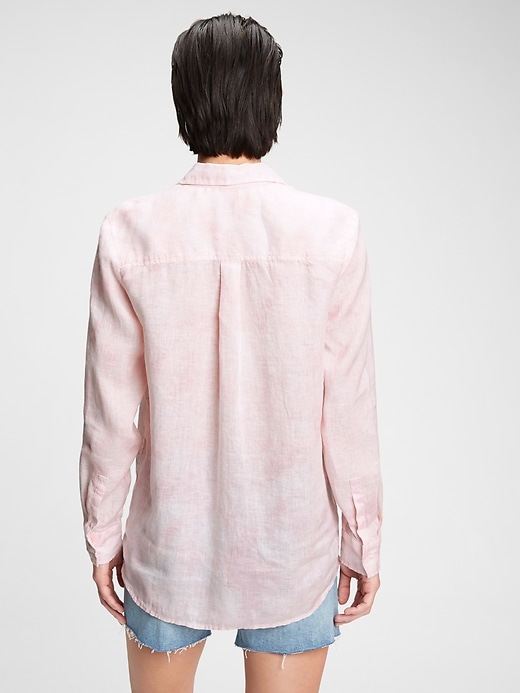 2 of 8 showing, with the color pink tie dye of product Linen Boyfriend Shirt