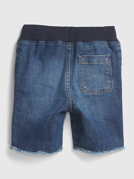 2 of 8 showing, with the color dark wash indigo of product Toddler Denim Pull-On Shorts with Washwell™