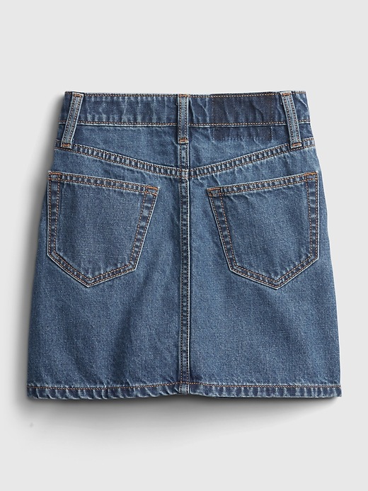 2 of 8 showing, with the color medium wash of product Kids High-Rise Denim Skirt