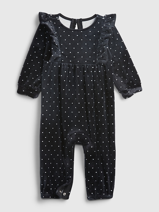 Image number 1 showing, Baby Ruffle Velvet One-Piece