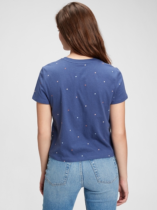 2 of 8 showing, with the color navy blue & pink hearts of product Shrunken Print T-Shirt