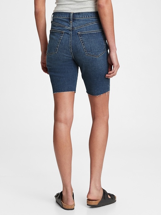 Image number 2 showing, 9'' High Rise Denim Bermuda Shorts With Washwell&#153
