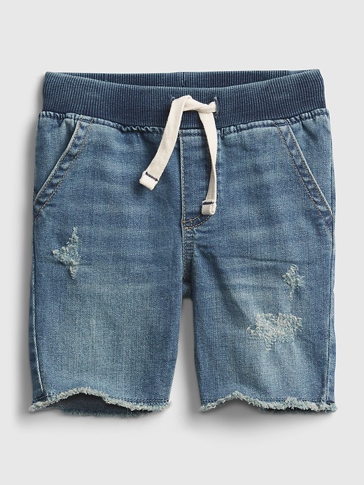 Image number 1 showing, Toddler Distressed Denim Pull-On Shorts with Washwell&#153