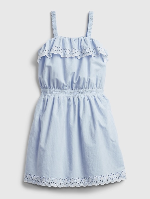 1 of 8 showing, with the color blue pinstripe of product Kids Eyelet Dress