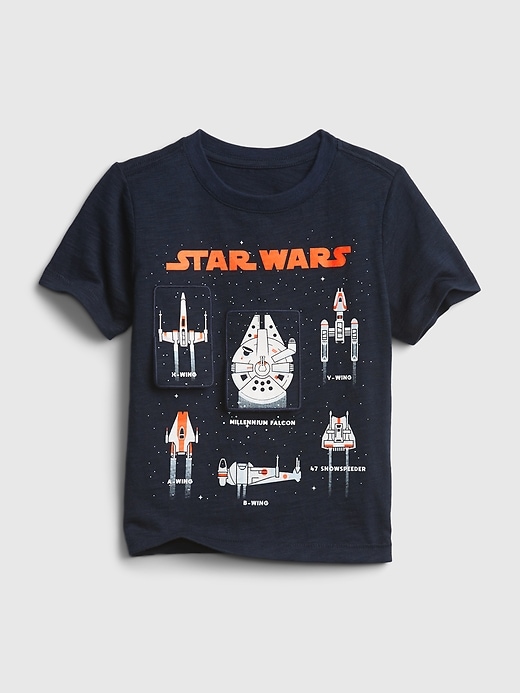 1 of 8 showing, with the color blue of product babyGap &#124 Star Wars™ Flippy Graphic T-Shirt