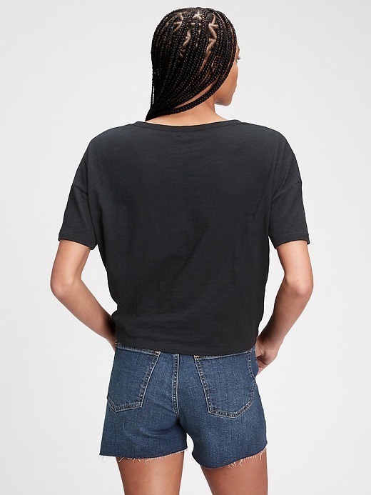 Image number 2 showing, Slub Cropped Tie-Front T-Shirt
