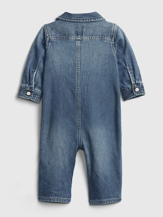 2 of 8 showing, with the color medium wash of product Baby Denim One-Piece with Stretch