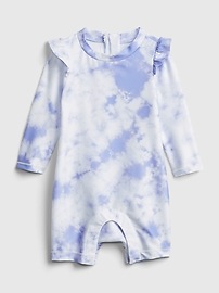 View large product image 3 of 3. Baby Recycled Tie-Dye Swim Rash Guard One-Piece