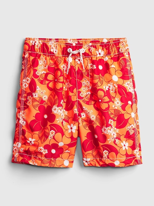 Image number 1 showing, Kids 100% Recycled Polyester Floral Swim Trunks