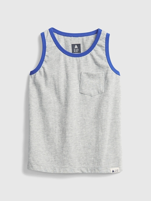 1 of 8 showing, with the color light heather grey of product Toddler Organic Cotton Mix and Match Tank Top