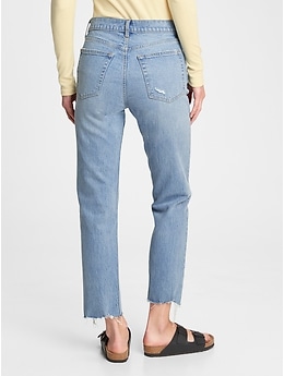 High Rise Cheeky Straight Jeans With 