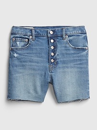 4'' High Rise Button-Fly Denim Shorts With Washwell