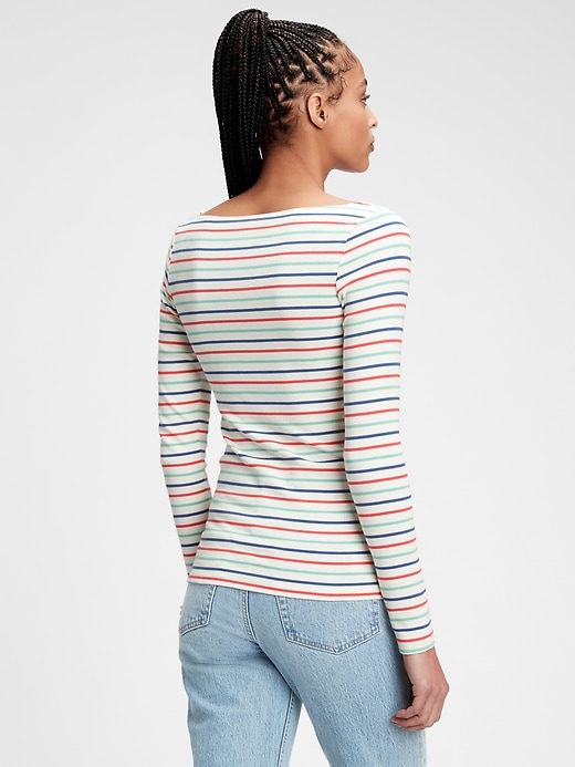 2 of 8 showing, with the color multi color stripe of product Modern Scoopneck T-Shirt