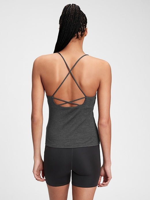 Image number 2 showing, GapFit Brushed Tech Jersey Strappy Back Tank Top