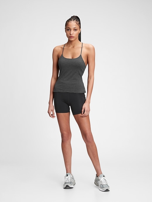 Image number 3 showing, GapFit Brushed Tech Jersey Strappy Back Tank Top