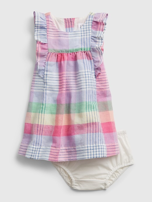 1 of 8 showing, with the color bicoastal blue of product Baby Plaid Dress