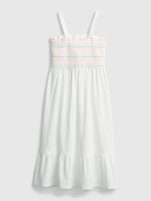 1 of 8 showing, with the color new off white of product Kids Smocked Midi Dress