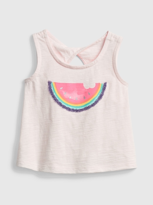 1 of 8 showing, with the color watermelon of product Toddler Twist Graphic Tank Top